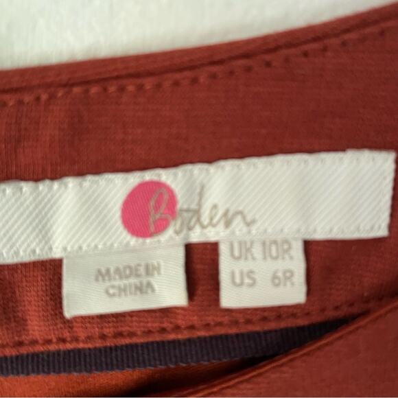 Boden Josephine Belted Ponte Top Clay Rust Top size 6 - Picture 10 of 10